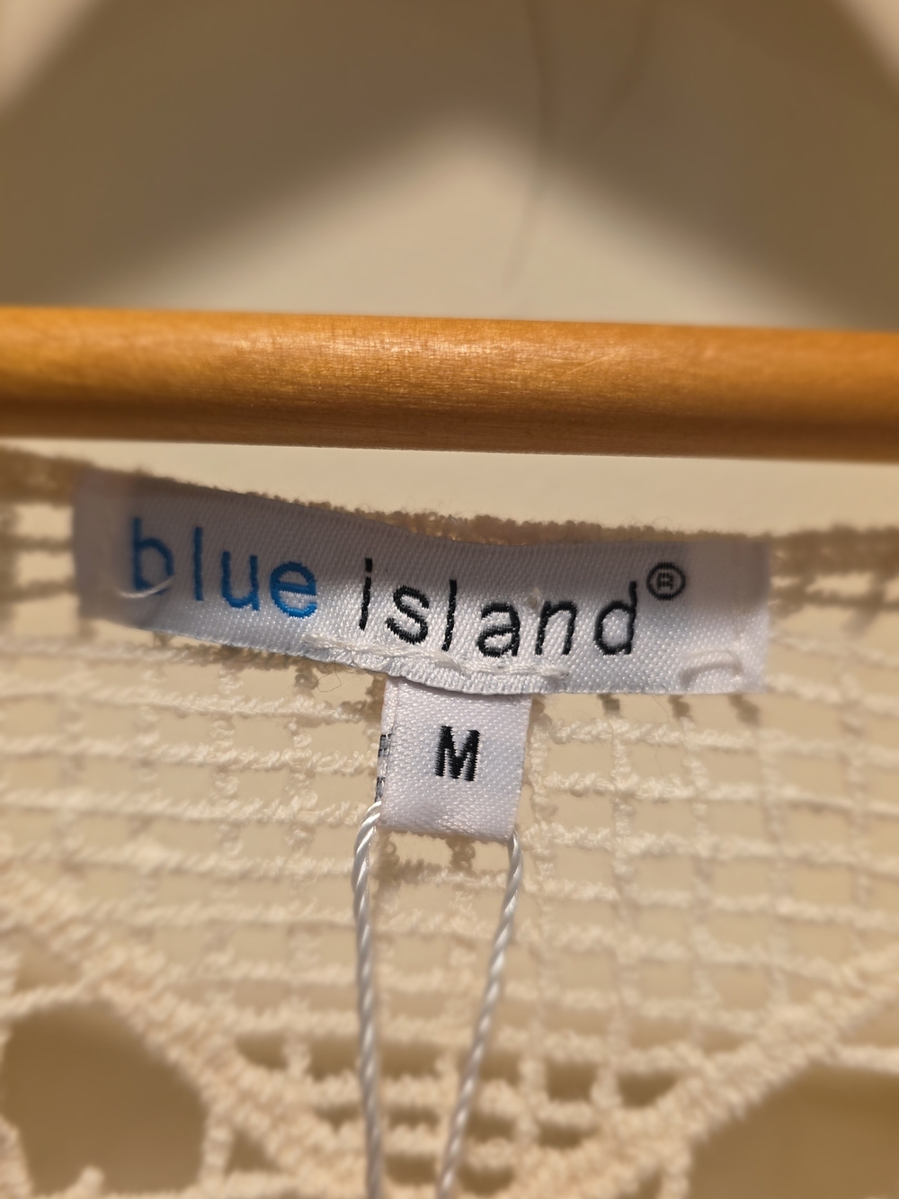 BLUE ISLAND Cream Pineapple Crochet Knit Swim Cover Up, Boho Beach NWT - Picture 8 of 9